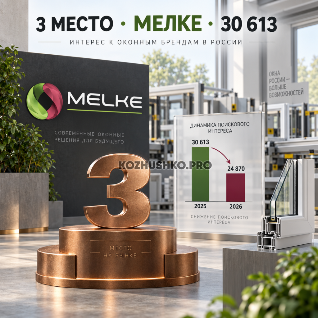 МЕЛКЕ занимает третье место по поисковому спросу среди оконных брендов